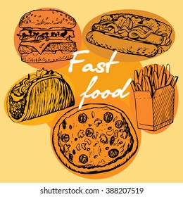 Background with different fast food