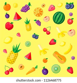 background with different fruits and vector