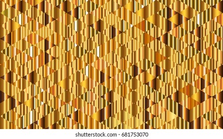 Background of different golden triangles grid. Grid of golden triangles.
Abstract bg. Vector design. Golden background.