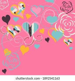 Background with different hearts. The Day Of St. Valentine.