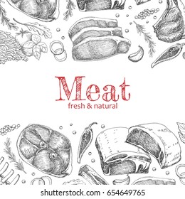 Background with different meat products