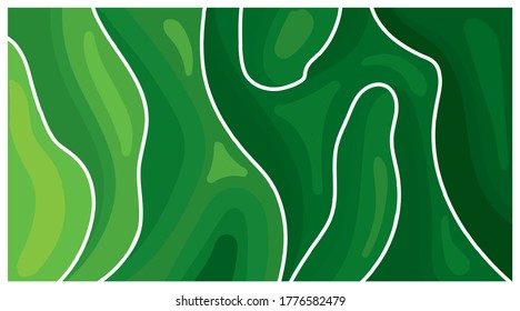 background with different shades of green, white lines and abstract shapes