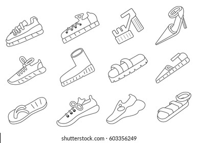 Background with different shoes.