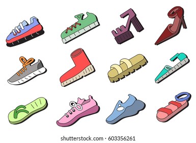 Background with different shoes.