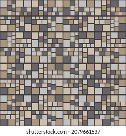 Background of different squares. A mosaic of geometric figures. Seamless pattern. Design with manual hatching. Textile. Ethnic boho ornament. Vector illustration for web design or print.