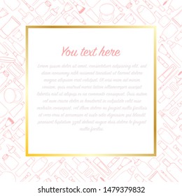 Background with different types of hand-drawn cosmetics. Vector illustration
