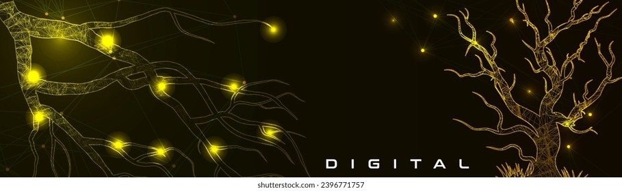 A background with digital style trees. Modern and futuristic background with trees and branches.