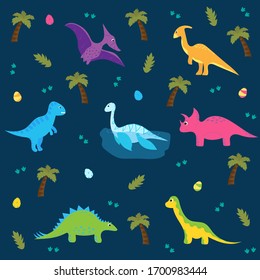 Background with dinosaurs. Vector illustration for children.