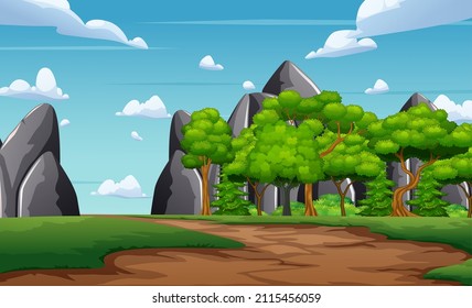 Hintergrund der Schmutzstraße und Baumgrafik