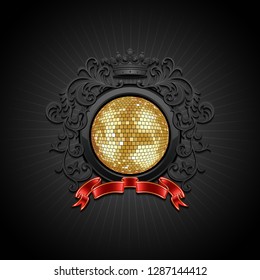 Background with disco ball. Vector illustration.
