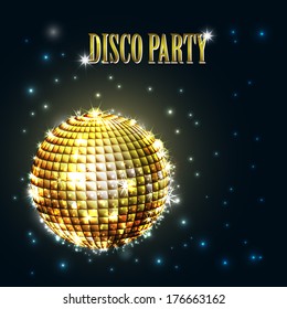 background with disco ball,banner , vector design disco party