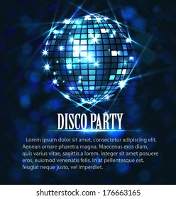 background with disco ball,banner , vector design disco party