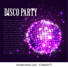 background with disco ball,banner , vector design disco party