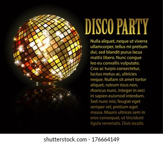 background with disco ball,banner , vector design disco party