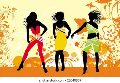 Background with disco dancers