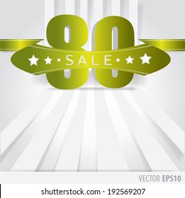 Background and with a discount of green  80 percent.