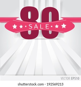 Background and with a discount of purple  80 percent.