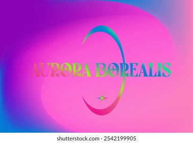 The background displays a vibrant gradient of green and purple, resembling the colors of the northern lights. "AURORA BOREALIS" text over a green and purple aurora-like background with star accents.