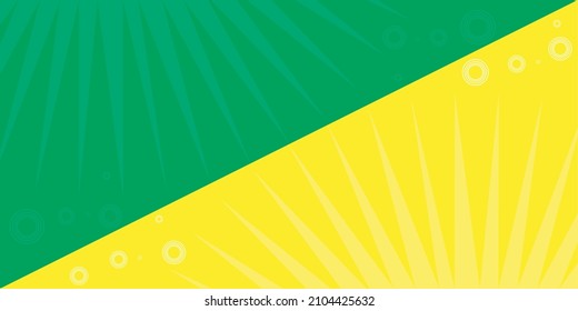 A background divided into two halves, one half in green and the other in yellow, and some decorations on the background .