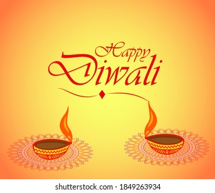 Antecedentes del vector Diwali con Rangoli y Diya