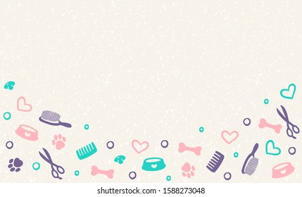 background for dog hair salon, dog styling and grooming shop, store for pets. Vector illustration isolated on white background. EPS 10