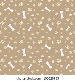 Background With Dog Paw Print And Bone