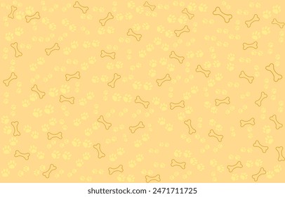 Background with dog paw print and bone. Good for textile fabric design, wrapping paper, website wallpapers, textile, wallpaper Can be used for textile, website background, book cover, packaging Vector