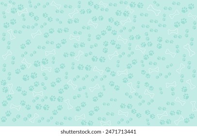 Background with dog paw print and bone. Good for textile fabric design, wrapping paper, website wallpapers, textile, wallpaper Can be used for textile, website background, book cover, packaging Vector