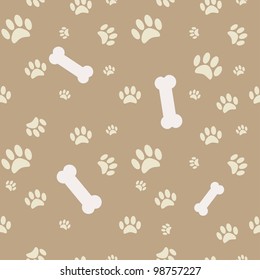 Background with dog paw print and bone