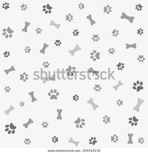 犬の手の跡と骨の背景 のベクター画像素材 ロイヤリティフリー