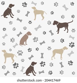 Background with dogs paw print and bone