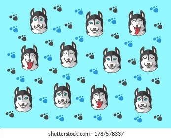 Background of the dogs for Shirt pattern and Vector background pattern.   Glass or handkerchief pattern