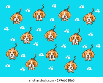 Background of the dogs for Shirt pattern and Vector background pattern.   Glass or handkerchief pattern