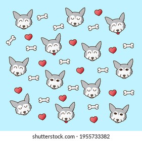 Background of the dogs for Shirt pattern and Vector background pattern. Glass or handkerchief pattern