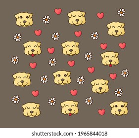 Background of the dogs for Shirt pattern and Vector background pattern. Glass or handkerchief pattern