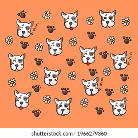 Background of the dogs for Shirt pattern and Vector background pattern. Glass or handkerchief pattern