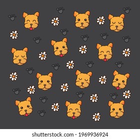 Background of the dogs for Shirt pattern and Vector background pattern. Glass or handkerchief pattern