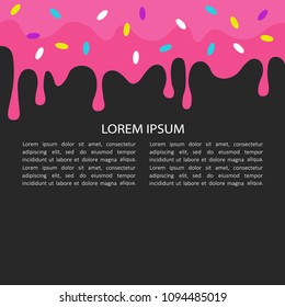 Background with donut. Place for your text here, poster design. Colorful backdrop vector. Decorative illustration, good for printing. Greeting card, happiness concept, wish. Congratulations