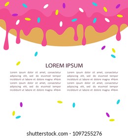 Background with donut. Place for your text here, poster design. Colorful backdrop vector. Decorative illustration, good for printing. Greeting card, happiness concept, wish. Congratulations