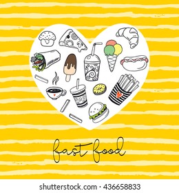 Background with doodle fast food