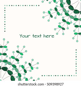 Background with doodle herbs. Template for eco design, invitations, folders, presentations, covers, brochures.