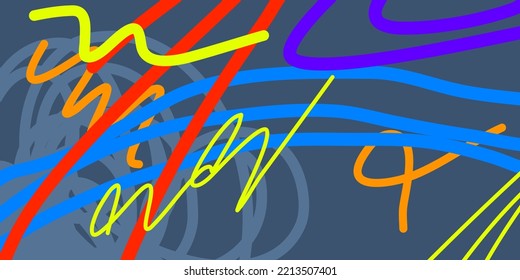 Background with doodled lines in multiple colors.