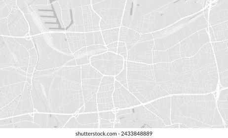 Background Dortmund map, Germany, white and light grey city poster. Vector map with roads and water. Widescreen proportion, digital flat design roadmap.