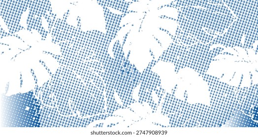 Background of dot gradient with abstract white leaves.eps
