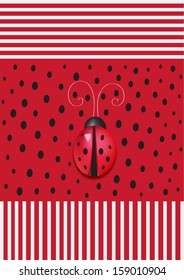 Background of dots,  lines  and a ladybird in the center