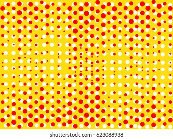 Background with dots of red and yellow colors. Pop art style. Vector illustration