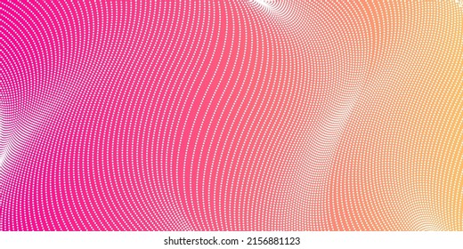 Background with dots and wavy line. Abstract backdrop, presentation. Digital futuristic banner. Vector illustration