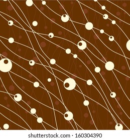 Background with dots wavy lines brown and beige