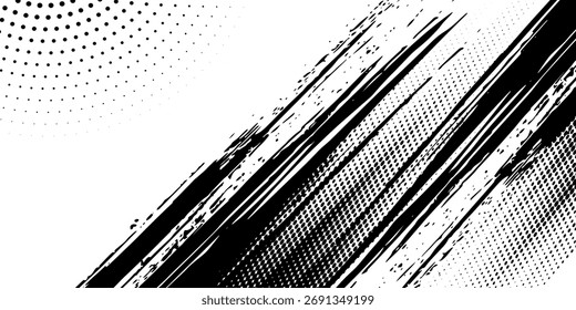Fondo de textura grunge de gradiente de patrón de color blanco y negro. Vector