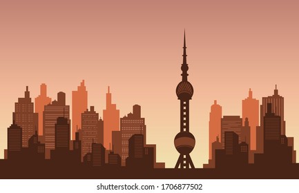 Background in the downtown with afternoon sky